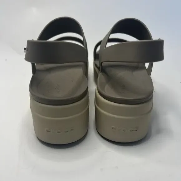 Crocs Women’s Brooklyn Low Wedges Platform Sandals Size 5 Beige Slingback Summer - Picture 8 of 11